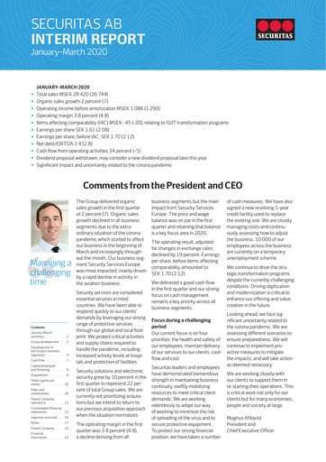Miniature Securitas AB Rapport trimestriel 2020-q1