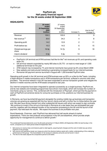Thumbnail PayPoint Half-year Report 2008-h1