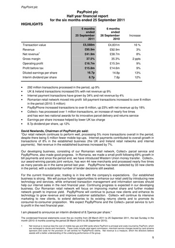 Thumbnail PayPoint Half-year Report 2011-h1