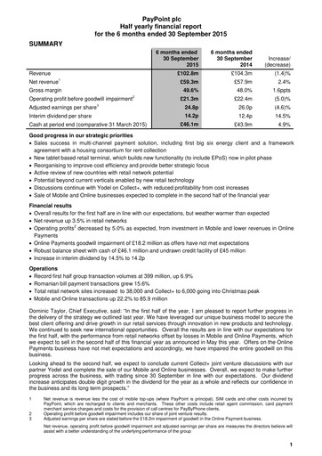 Thumbnail PayPoint Half-year Report 2015-h1