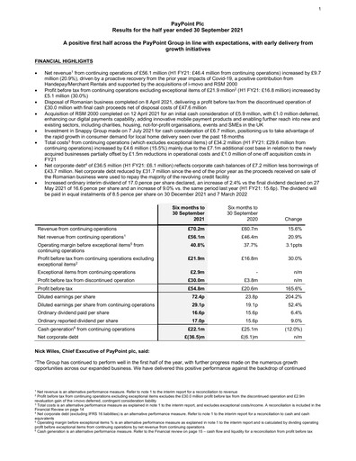 Thumbnail PayPoint Half-year Report 2021-h1
