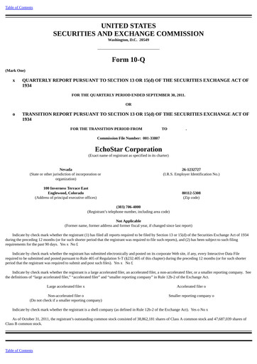 Vorschaubild EchoStar Quartalsbericht 2011-q3