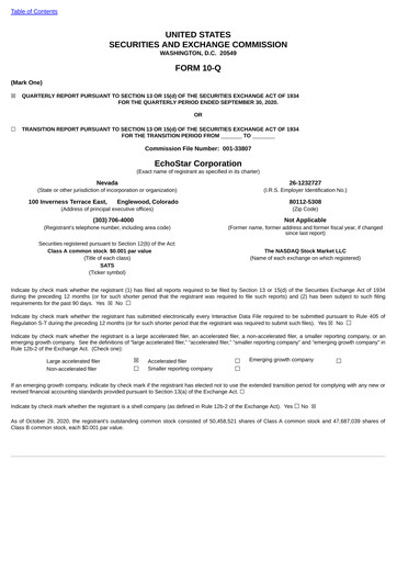 Vorschaubild EchoStar Quartalsbericht 2020-q3