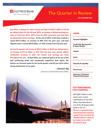 Thumbnail East West Bancorp
 Quarterly Report 2014-q4