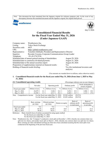 Thumbnail Weathernews Inc. Financial Statement fy2026