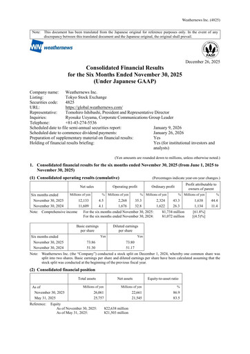 Thumbnail Weathernews Inc. Half-year Report 2026-h1