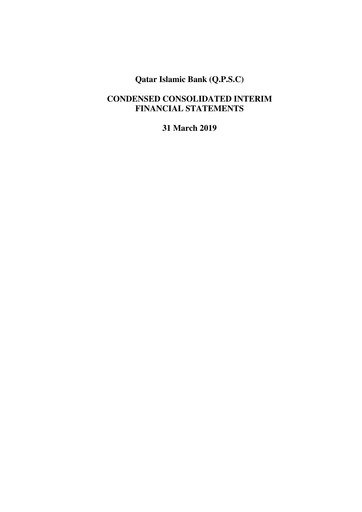 Thumbnail Qatar Islamic Bank Quarterly Report 2019-q1