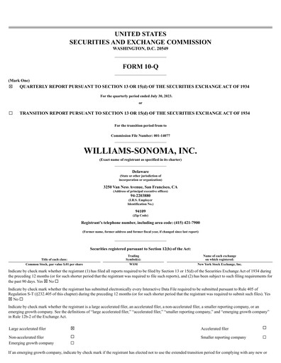 Thumbnail Williams-Sonoma Quarterly Report 2023-q2