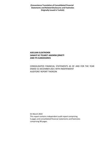 Vorschaubild Aselsan Finanzmitteilung 2021