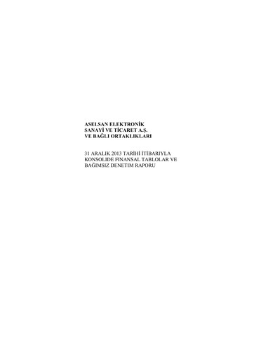 Thumbnail Aselsan Financial Statement 2013