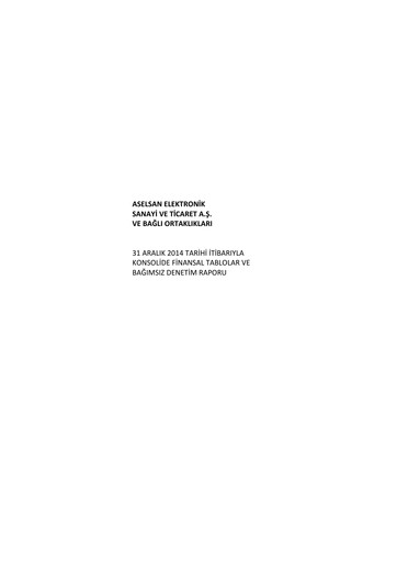 Thumbnail Aselsan Financial Statement 2014