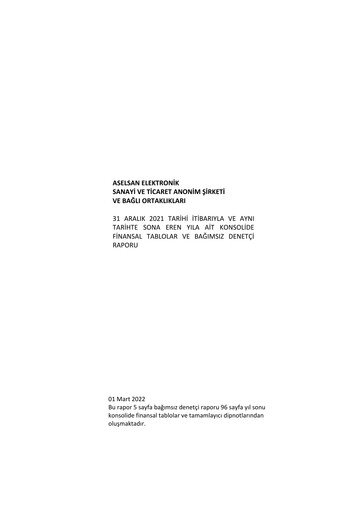 Thumbnail Aselsan Financial Statement 2021