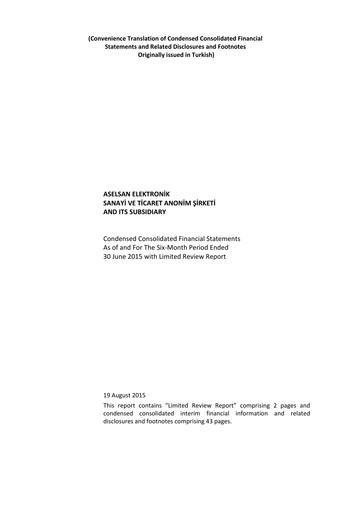 Thumbnail Aselsan Half-year Report 2015-h1