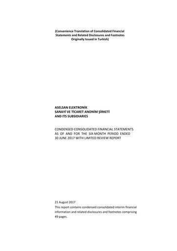 Thumbnail Aselsan Half-year Report 2017-h1