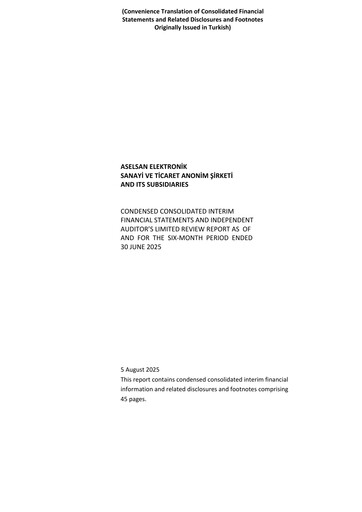 Thumbnail Aselsan Half-year Report 2025-h1