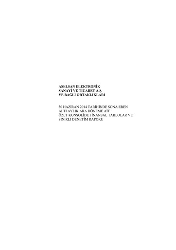 Thumbnail Aselsan Half-year Report 2014-h1