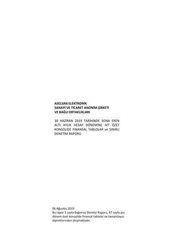 Thumbnail Aselsan Half-year Report 2019-h1