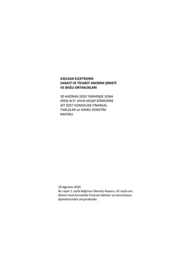 Thumbnail Aselsan Half-year Report 2020-h1