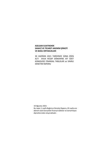 Thumbnail Aselsan Half-year Report 2021-h1