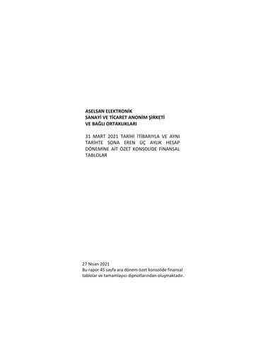 Thumbnail Aselsan Quarterly Report 2021-q1