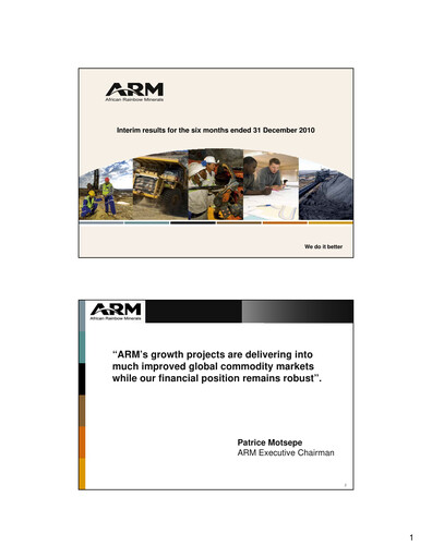 Thumbnail African Rainbow Minerals Half-year Report 2011-h1