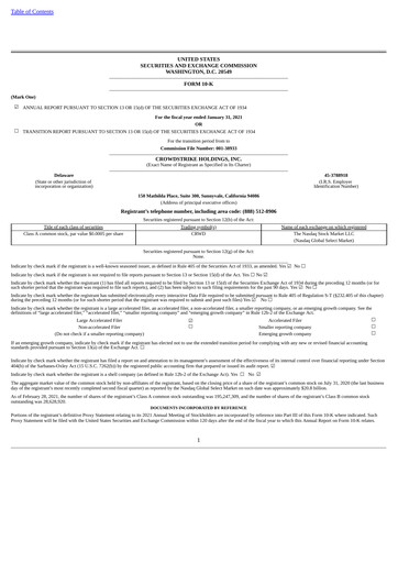 Miniature CrowdStrike Rapport financier 2021