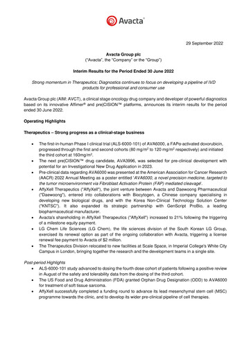 Thumbnail Avacta Group Half-year Report 2022-h1