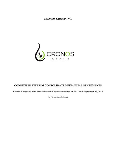 Vorschaubild Cronos Group
 Finanzmitteilung 2017-q3