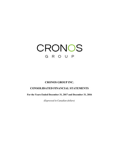 Thumbnail Cronos Group
 Financial Statement 2017