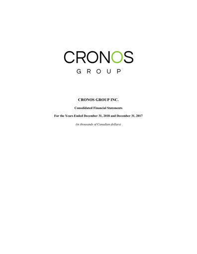 Thumbnail Cronos Group
 Financial Statement 2018