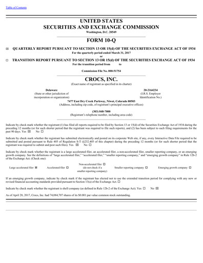 Miniature Crocs Rapport trimestriel 2017-q1