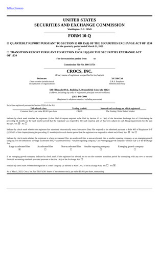 Miniature Crocs Rapport trimestriel 2025-q1