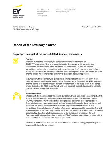 Vorschaubild CRISPR Therapeutics Finanzmitteilung 2023