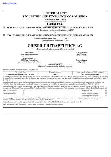 Thumbnail CRISPR Therapeutics Quarterly Report 2025-q3
