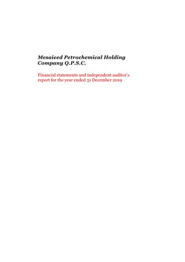 Thumbnail Mesaieed Petrochemical Holding Company Financial Statement 2019