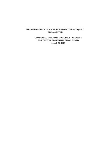 Thumbnail Mesaieed Petrochemical Holding Company Quarterly Report 2025-q1