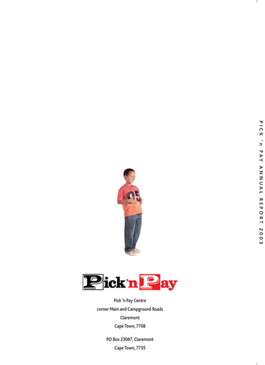 Thumbnail Pick n Pay Stores Annual Report 2003