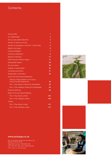 Thumbnail Pick n Pay Stores Annual Report 2007