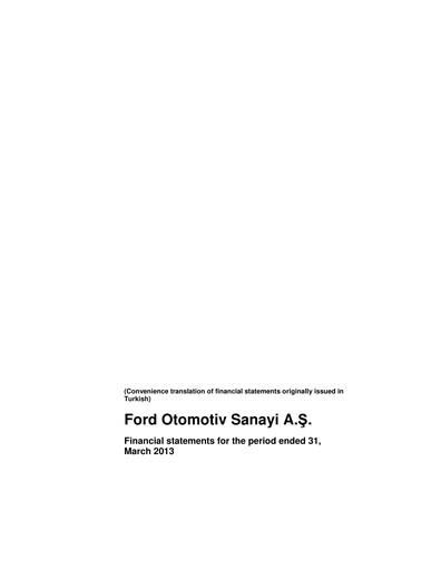 Thumbnail Ford Otosan
 Quarterly Report 2013-q1