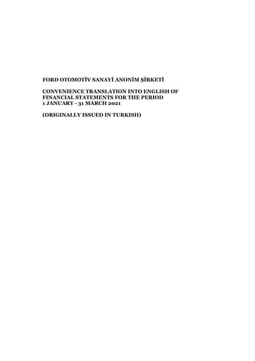 Thumbnail Ford Otosan
 Quarterly Report 2021-q1