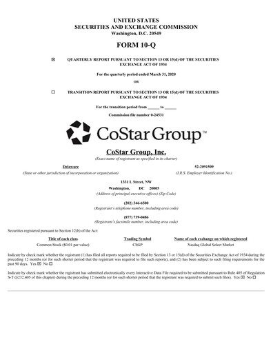 Thumbnail CoStar Group Quarterly Report 2020-q1