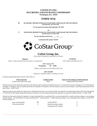 Thumbnail CoStar Group Quarterly Report 2020-q3
