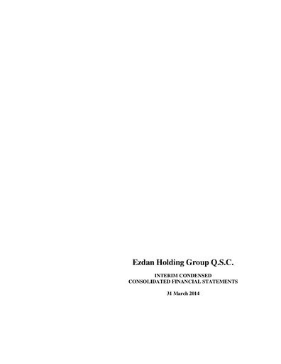 Miniature Ezdan Holding Group Bilan financier 2014-q1
