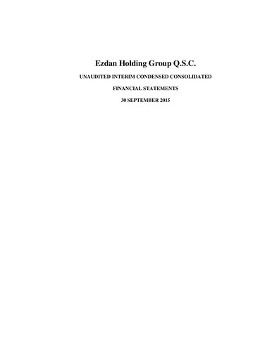 Miniature Ezdan Holding Group Bilan financier 2015-9m