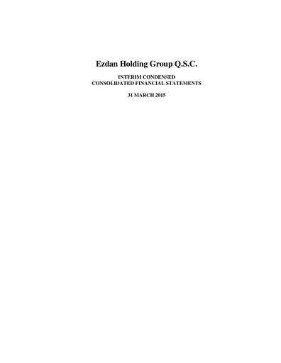 Miniature Ezdan Holding Group Bilan financier 2015-q1