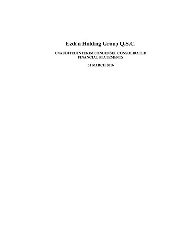 Miniature Ezdan Holding Group Bilan financier 2016-q1