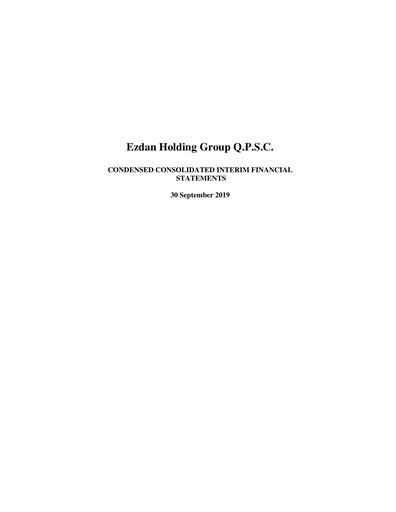 Miniature Ezdan Holding Group Bilan financier 2019-9m