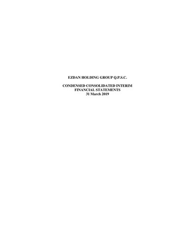 Miniature Ezdan Holding Group Bilan financier 2019-q1