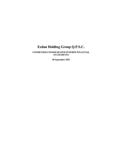 Miniature Ezdan Holding Group Bilan financier 2021-9m