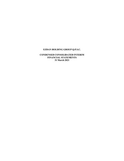 Miniature Ezdan Holding Group Bilan financier 2021-q1